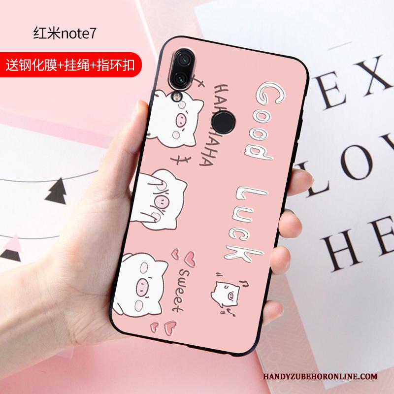 Redmi Note 7 Mooie Roze Hoesje Siliconen Anti-fall Bescherming Trend