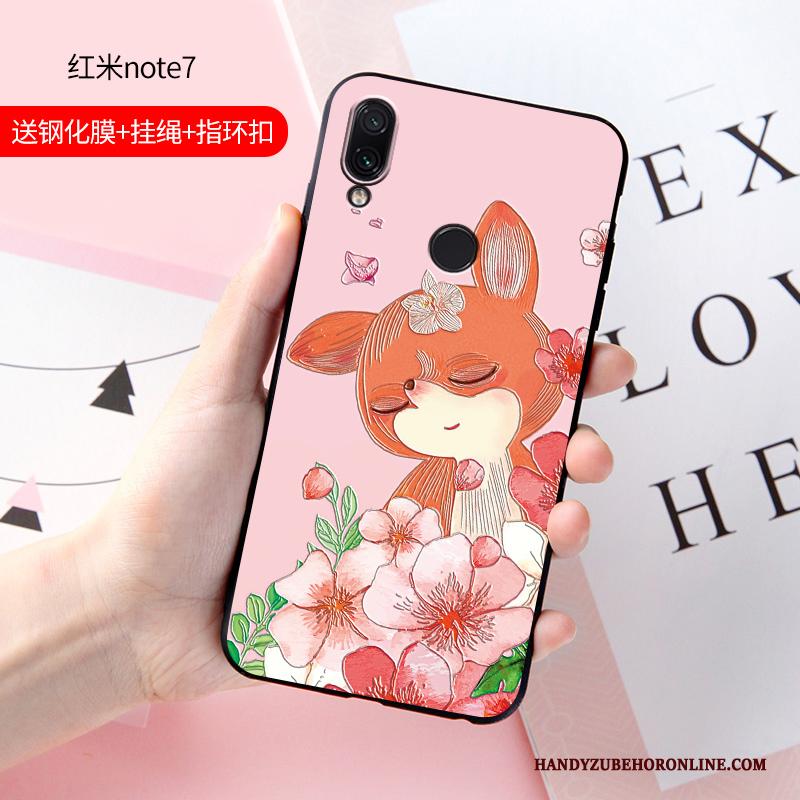 Redmi Note 7 Mooie Roze Hoesje Siliconen Anti-fall Bescherming Trend