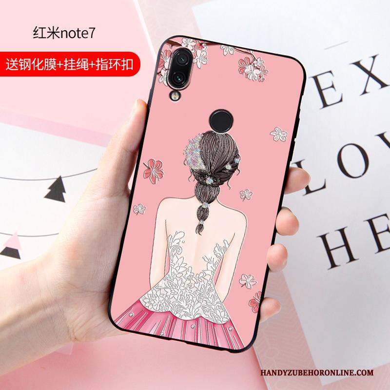 Redmi Note 7 Mooie Roze Hoesje Siliconen Anti-fall Bescherming Trend