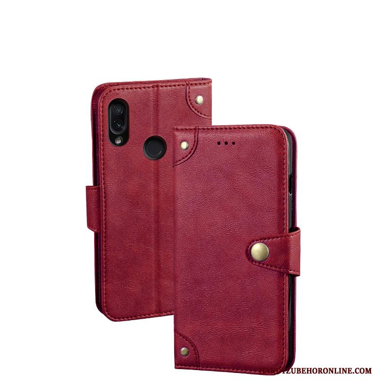 Redmi Note 7 Portemonnee Zacht Leren Etui Bescherming All Inclusive Hoesje Telefoon Rood