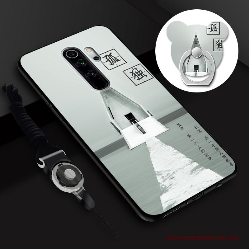Redmi Note 8 Pro Hoesje Anti-fall Ring Hanger Spotprent Tempereren Mini Skärmskydd