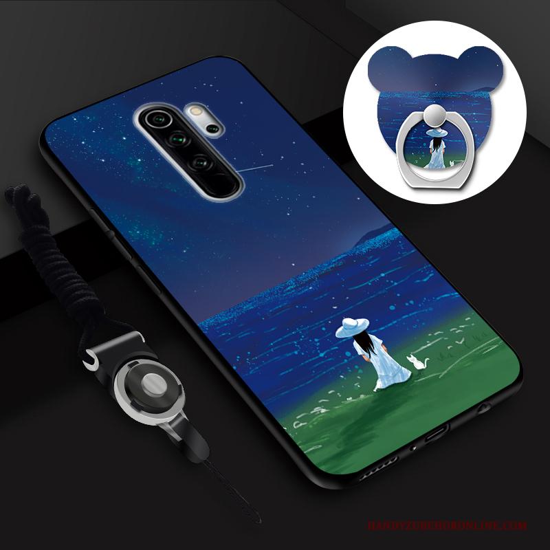 Redmi Note 8 Pro Hoesje Anti-fall Ring Hanger Spotprent Tempereren Mini Skärmskydd