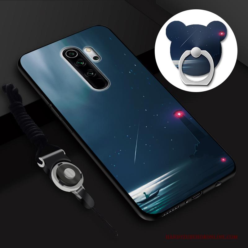 Redmi Note 8 Pro Hoesje Anti-fall Ring Hanger Spotprent Tempereren Mini Skärmskydd