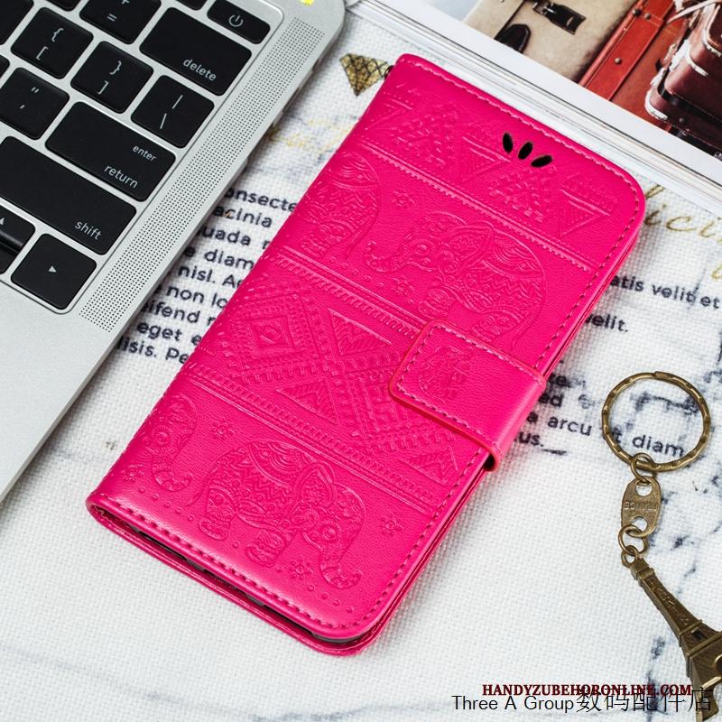 Redmi Note 8 Pro Leren Etui Bedrijf Grote Rood Blauw Hoesje Telefoon Folio