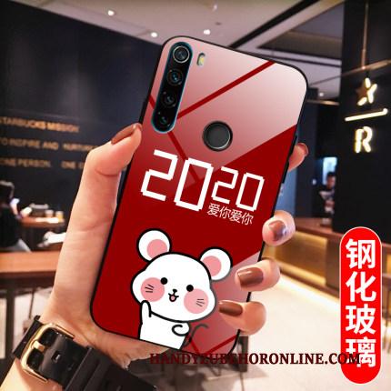 Redmi Note 8t Hoesje Telefoon Bescherming Mini Rat Gehard Glas Zacht Rood