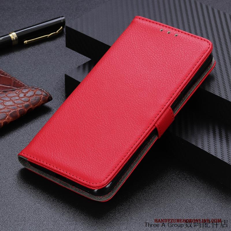 Redmi Note 9 Pro Eenvoudige Rood Hoesje Telefoon Mini Purper Leren Etui Kaart