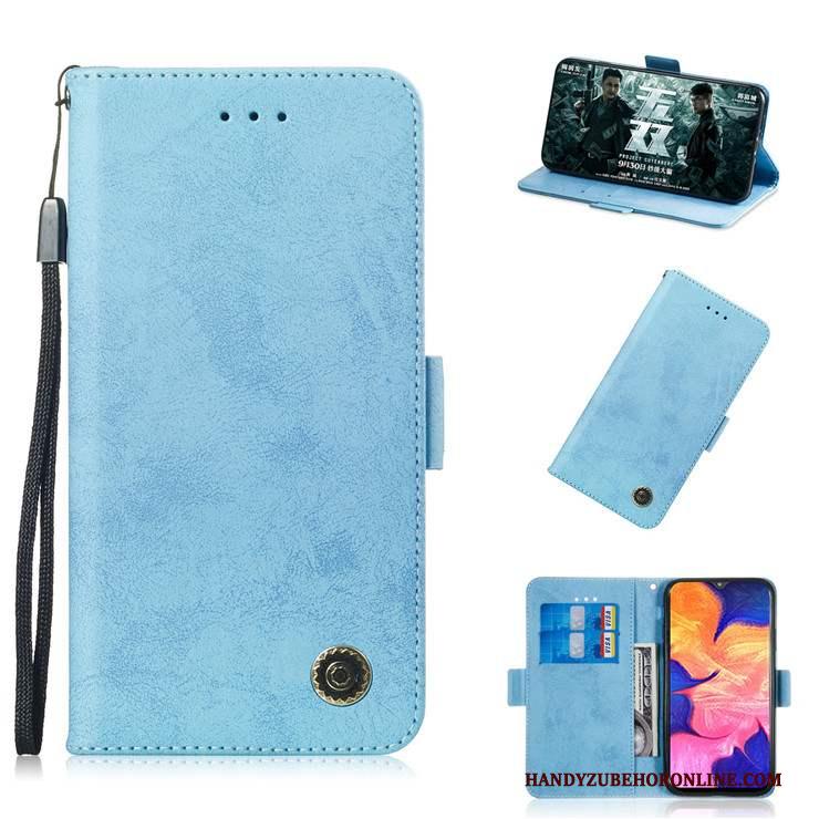 Samsung Galaxy A10 Hoesje Blauw Zacht Leren Etui All Inclusive Hoes Clamshell Anti-fall
