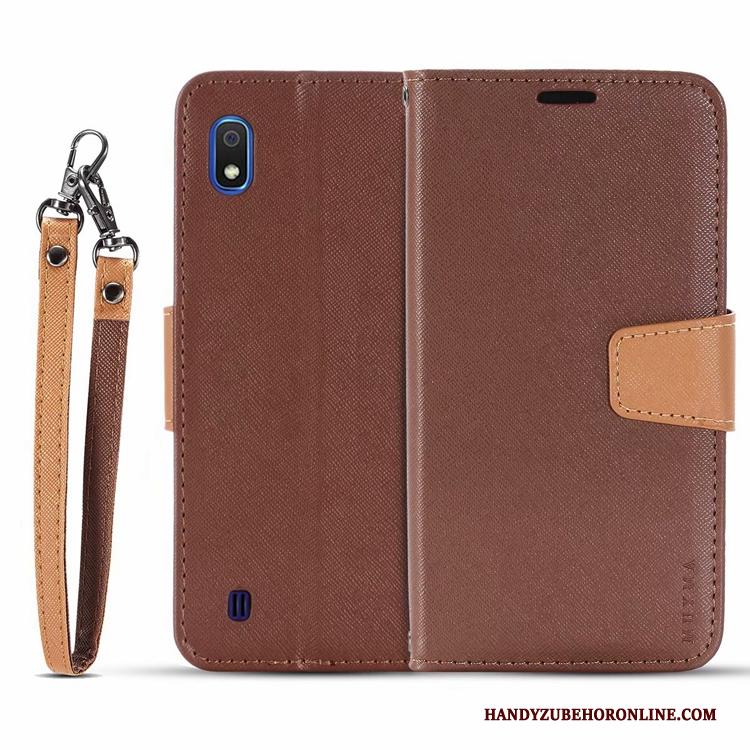 Samsung Galaxy A10 Hoesje Telefoon Anti-fall Zwart Canvas Ster Leren Etui Clamshell