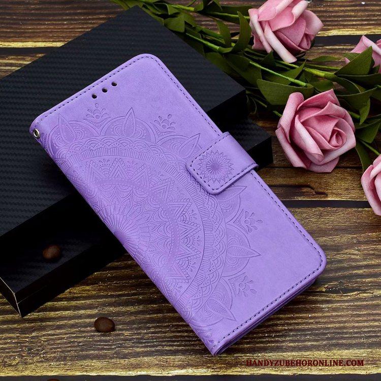 Samsung Galaxy A20e Leren Etui Zacht Clamshell Hoesje Telefoon Purper Ster