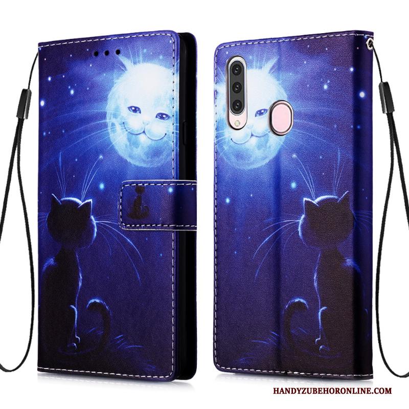 Samsung Galaxy A20s Hoesje Zacht Mobiele Telefoon Blauw Folio Leren Etui Ster Kaart