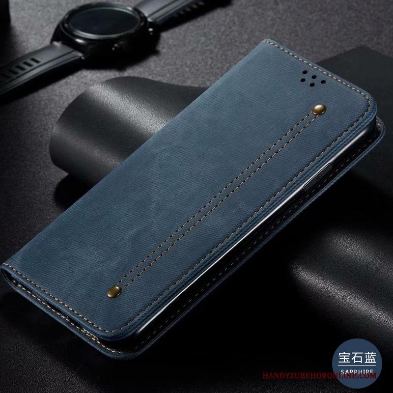 Samsung Galaxy A20s Leren Etui Hoesje Telefoon Blauw Ster Folio Bescherming