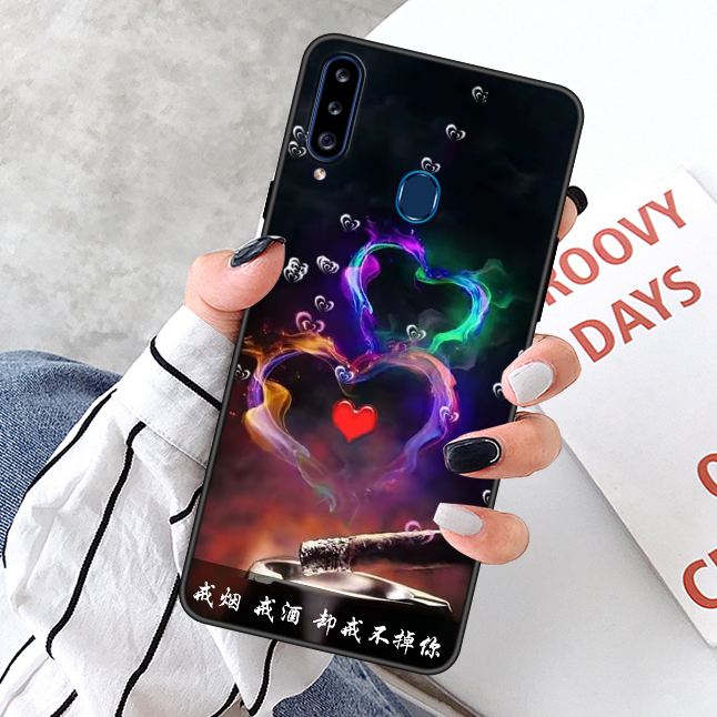 Samsung Galaxy A20s Rood Zacht Schrobben Ster Lovers Hoesje Telefoon