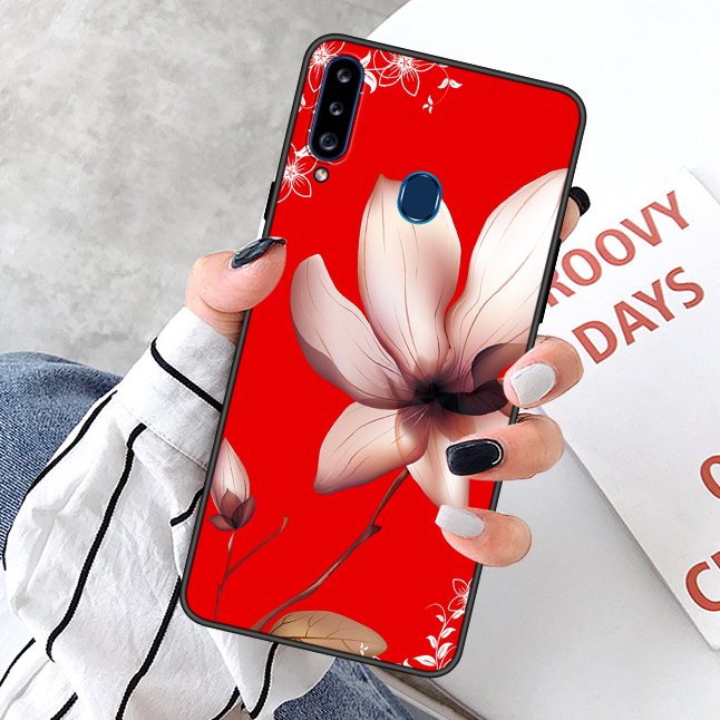 Samsung Galaxy A20s Rood Zacht Schrobben Ster Lovers Hoesje Telefoon