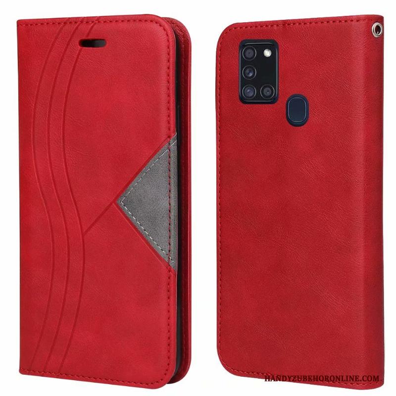 Samsung Galaxy A21s Grijs Anti-fall All Inclusive Ster Leren Etui Verbinding Hoesje Telefoon