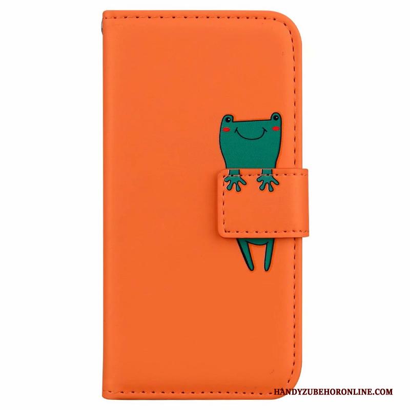 Samsung Galaxy A21s Hoesje Leren Etui Clamshell Zacht Ster Oranje Dierlijk Bescherming