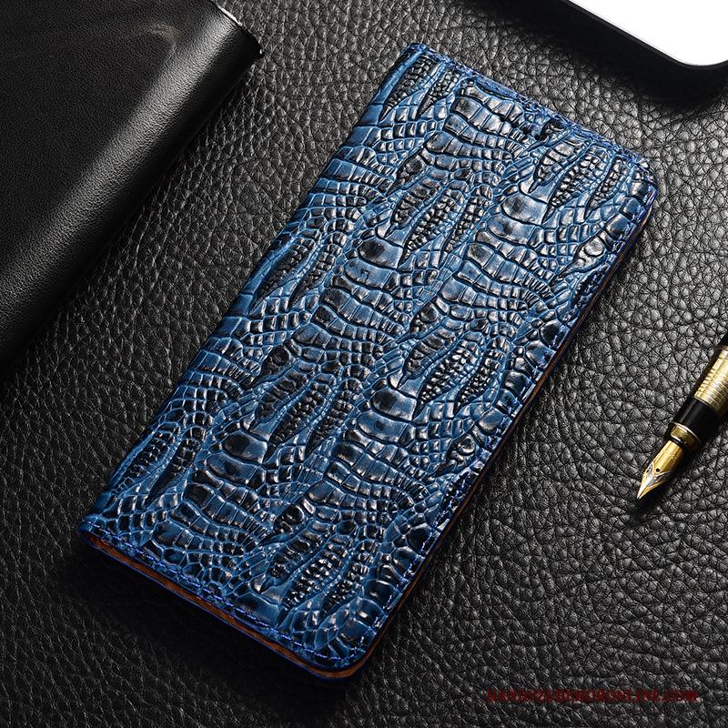 Samsung Galaxy A21s Krokodil Leren Etui Blauw Anti-fall Hoesje Telefoon Folio Bescherming