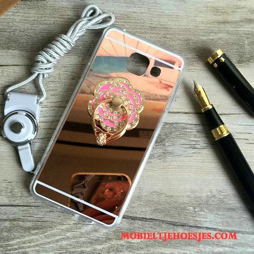 Samsung Galaxy A3 2016 Hanger Bescherming Rose Goud Ster Anti-fall Ondersteuning Hoesje