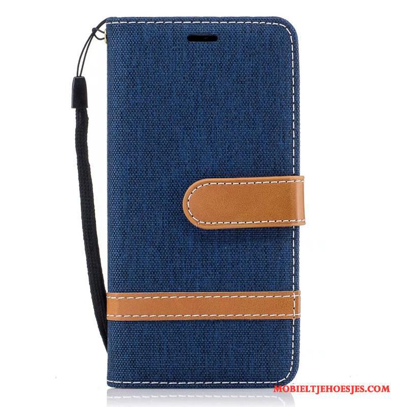 Samsung Galaxy A3 2016 Hoesje Hoes Bescherming Clamshell Denim Blauw Leren Etui Ster