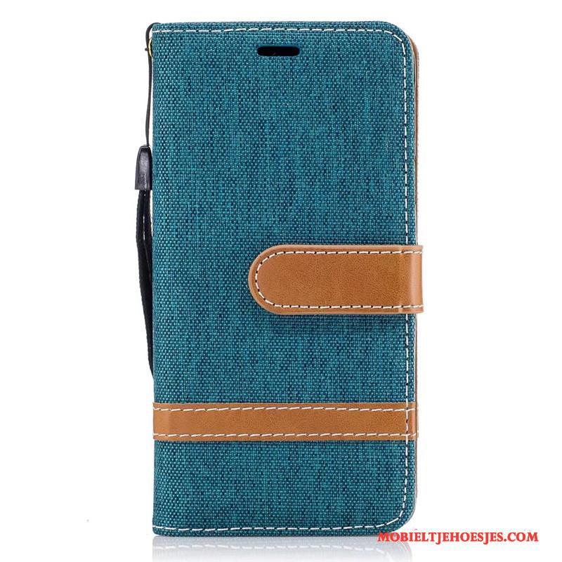 Samsung Galaxy A3 2016 Hoesje Hoes Bescherming Clamshell Denim Blauw Leren Etui Ster