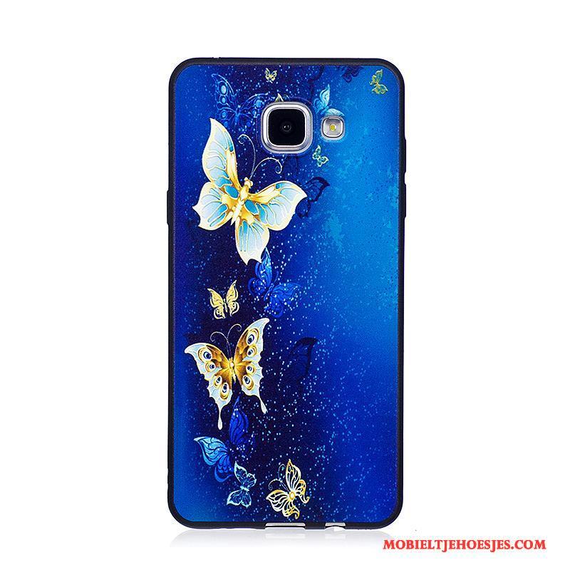 Samsung Galaxy A3 2016 Hoesje Trend Bloemen Spotprent Bescherming Zacht Zwart Geschilderd