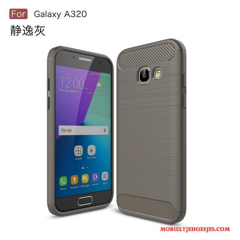 Samsung Galaxy A3 2017 Hoesje Zacht Zijde Anti-fall Fiber Zwart Mobiele Telefoon