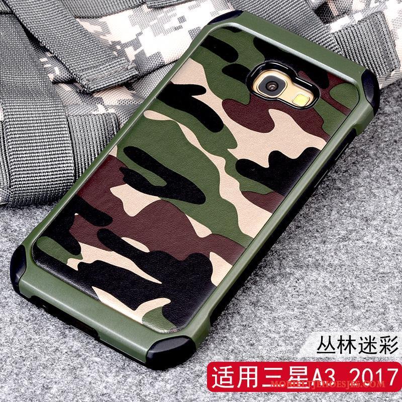 Samsung Galaxy A3 2017 Ster Camouflage Blauw Siliconen Hoes Hoesje Telefoon Anti-fall