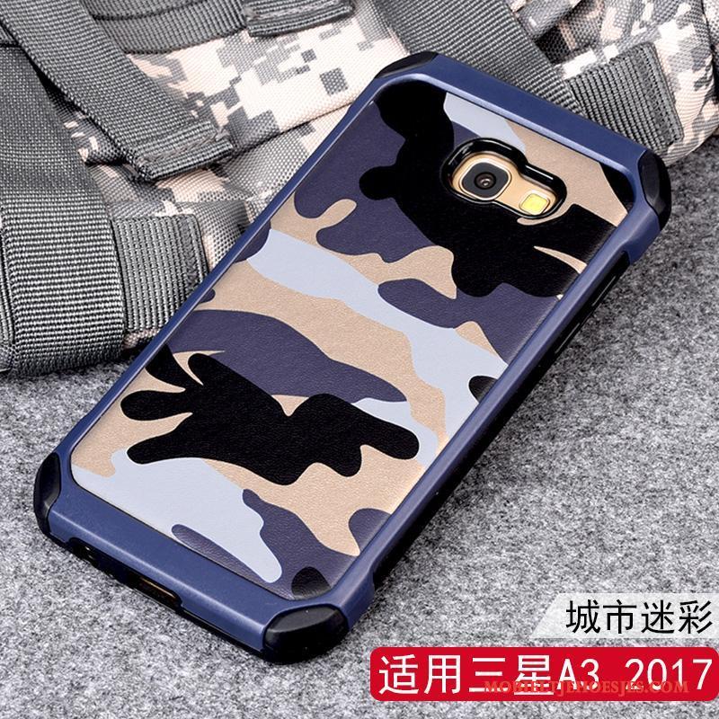 Samsung Galaxy A3 2017 Ster Camouflage Blauw Siliconen Hoes Hoesje Telefoon Anti-fall