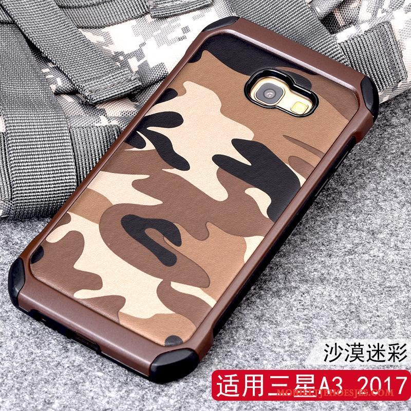 Samsung Galaxy A3 2017 Ster Camouflage Blauw Siliconen Hoes Hoesje Telefoon Anti-fall