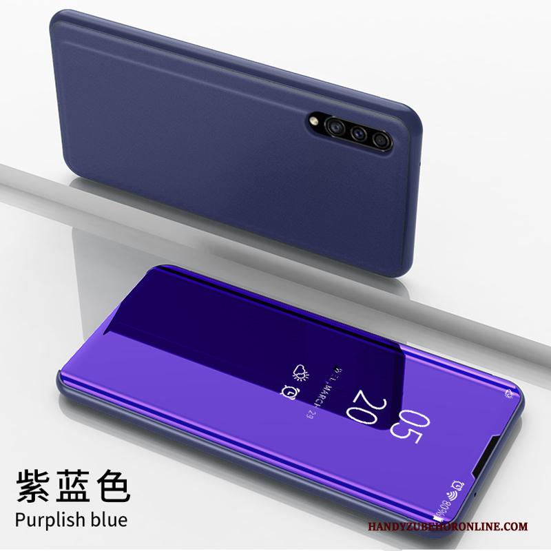 Samsung Galaxy A30s Hoesje Telefoon Leren Etui Clamshell Spiegel Plating Ster Purper