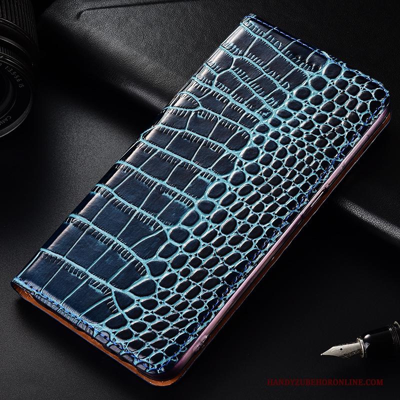 Samsung Galaxy A40 Hoesje Gemeenschappelijk Clamshell Hoes Echt Leer Leren Etui Krokodil Mobiele Telefoon