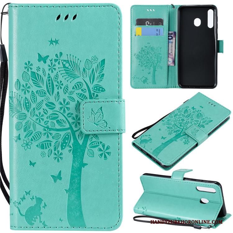 Samsung Galaxy A40s Folio Hoes Leren Etui Goud Bescherming Ster Hoesje