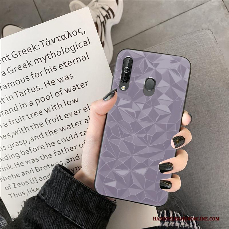 Samsung Galaxy A40s Hoes Hoesje Telefoon Bescherming Effen Kleur Patroon Ster Purper