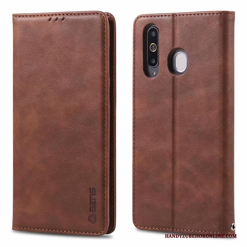 Samsung Galaxy A40s Leren Etui Kaart Anti-fall Hoesje Telefoon Skärmskydd Bruin Elegante