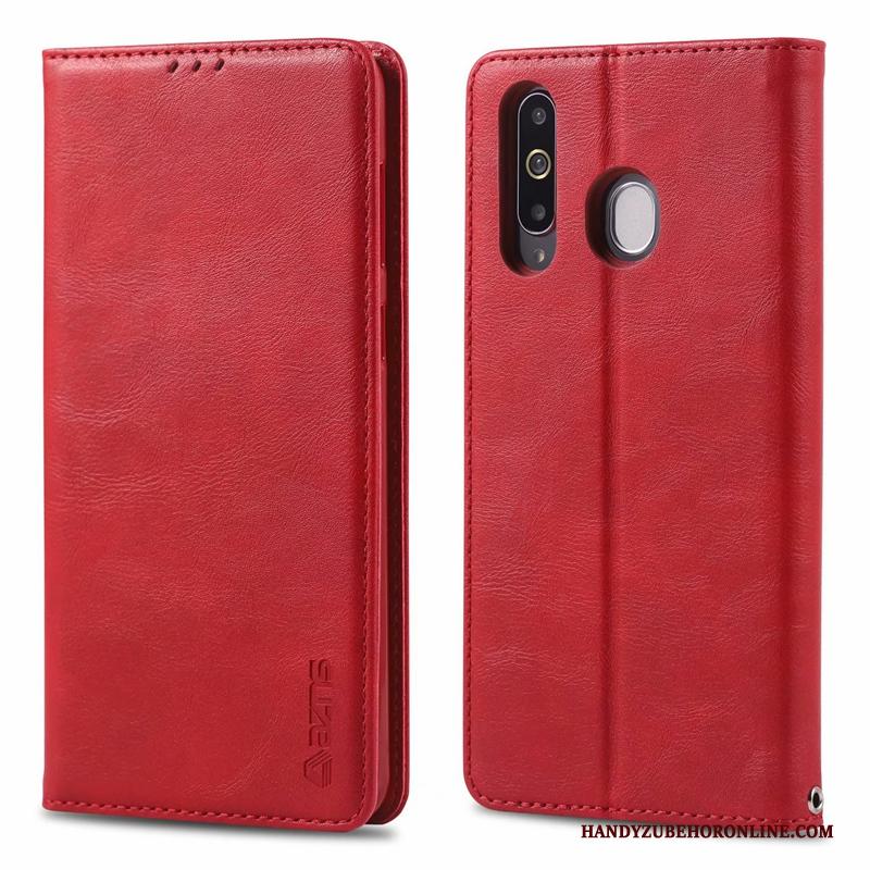 Samsung Galaxy A40s Leren Etui Kaart Anti-fall Hoesje Telefoon Skärmskydd Bruin Elegante