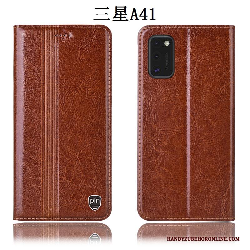 Samsung Galaxy A41 All Inclusive Folio Leren Etui Bescherming Hoesje Telefoon Rood Anti-fall