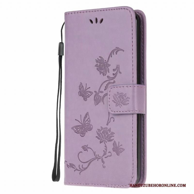 Samsung Galaxy A41 Roze Clamshell Zacht Leren Etui Bloemen Anti-fall Hoesje Telefoon