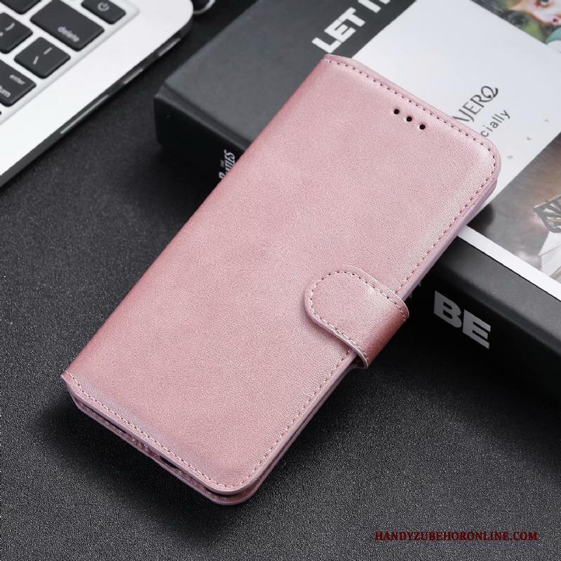 Samsung Galaxy A41 Zacht Roze Effen Kleur Kaart Tas Leren Etui Hoesje Telefoon Clamshell