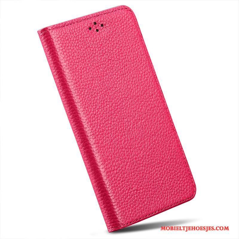 Samsung Galaxy A5 2015 Bescherming Hoes Hoesje Siliconen Echt Leer Roze Telefoon
