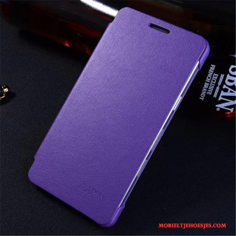 Samsung Galaxy A5 2015 Leren Etui Purper Bescherming Ster Folio Zacht Hoesje