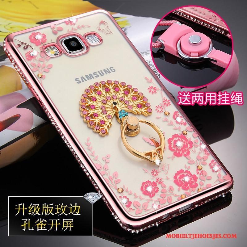 Samsung Galaxy A5 2015 Ster Hoesje Siliconen Anti-fall Rose Goud Hanger Doorzichtig