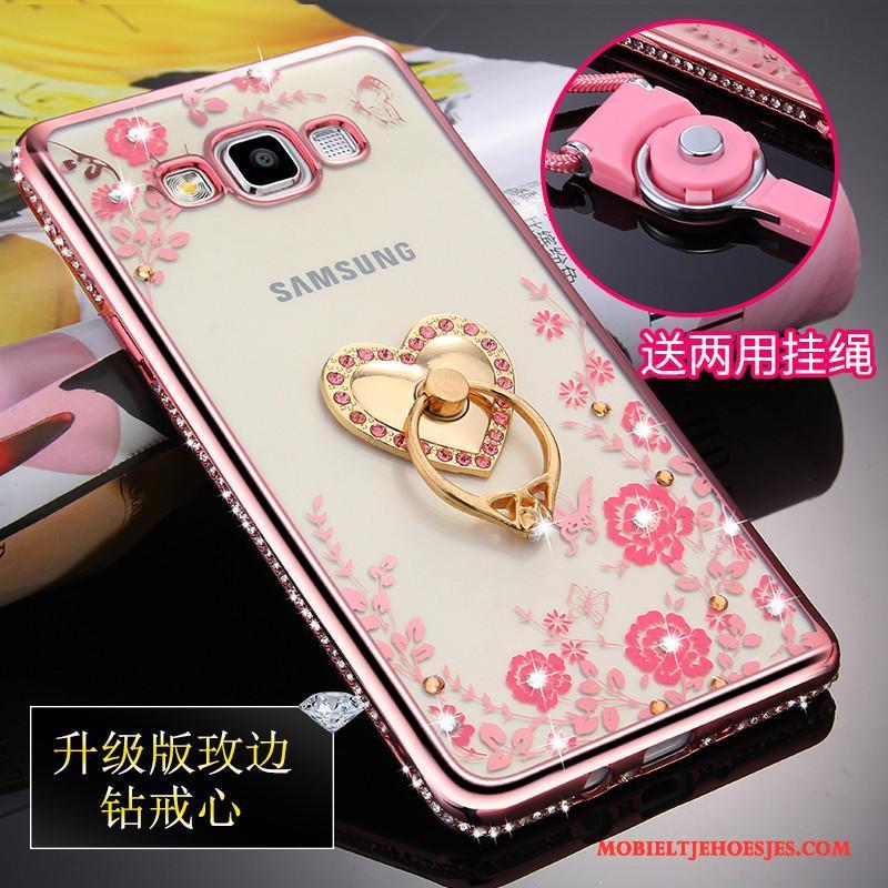 Samsung Galaxy A5 2015 Ster Hoesje Siliconen Anti-fall Rose Goud Hanger Doorzichtig