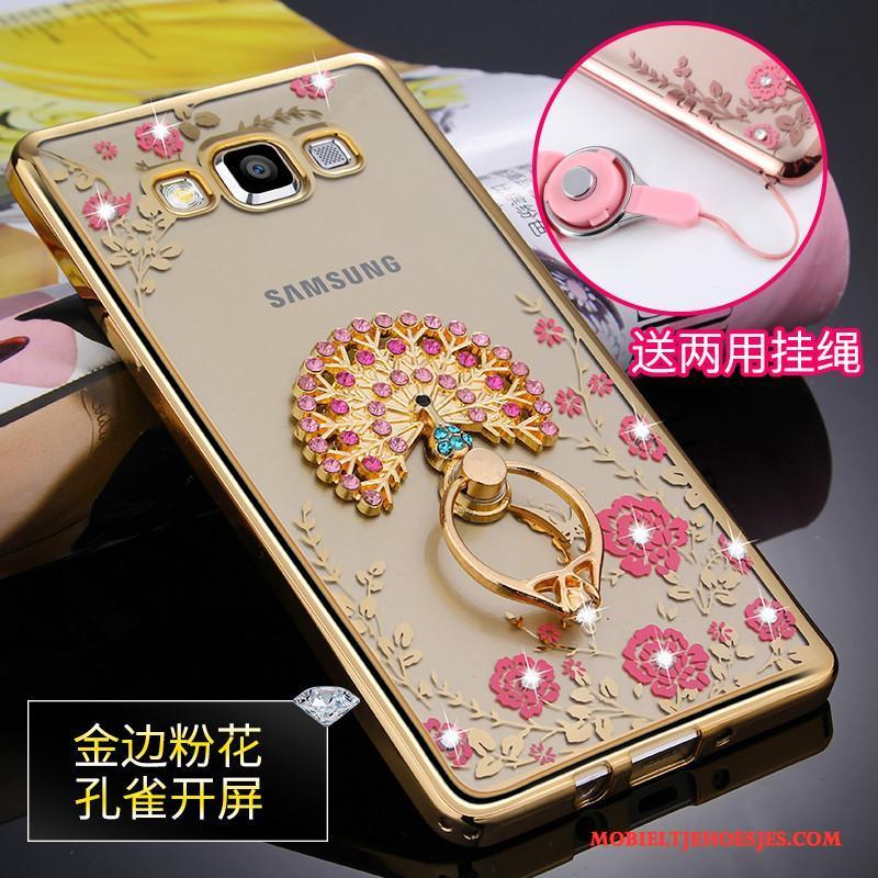 Samsung Galaxy A5 2015 Ster Hoesje Siliconen Anti-fall Rose Goud Hanger Doorzichtig