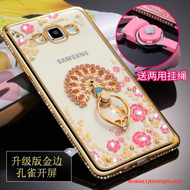 Samsung Galaxy A5 2015 Ster Hoesje Siliconen Anti-fall Rose Goud Hanger Doorzichtig