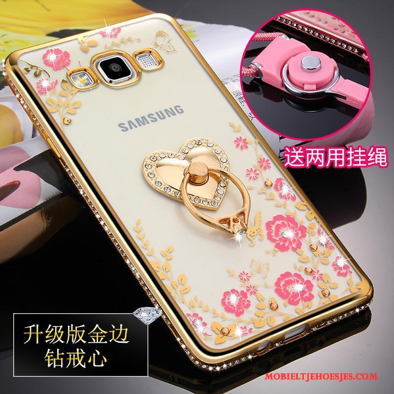 Samsung Galaxy A5 2015 Ster Hoesje Siliconen Anti-fall Rose Goud Hanger Doorzichtig