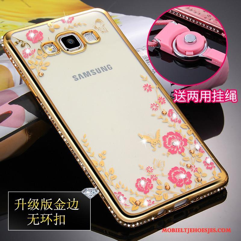 Samsung Galaxy A5 2015 Ster Hoesje Siliconen Anti-fall Rose Goud Hanger Doorzichtig