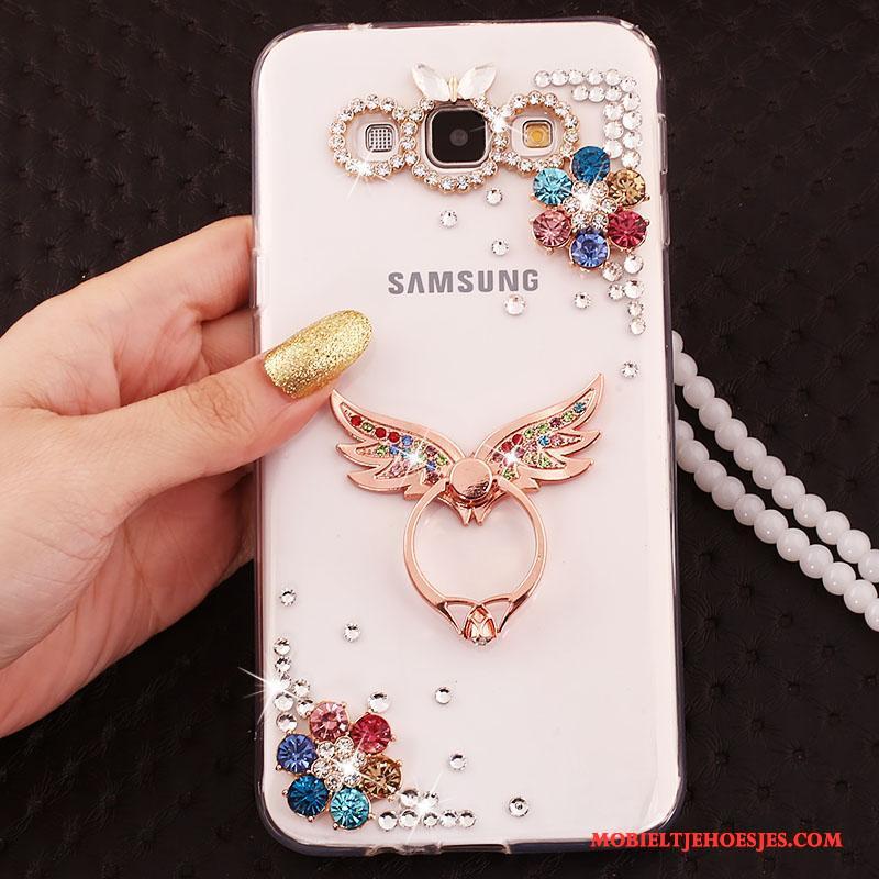 Samsung Galaxy A5 2015 Zacht Bescherming Scheppend Met Strass Siliconen Blauw Hoesje Telefoon