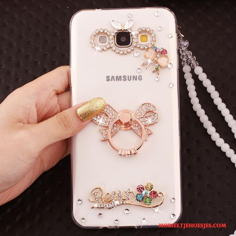 Samsung Galaxy A5 2015 Zacht Bescherming Scheppend Met Strass Siliconen Blauw Hoesje Telefoon