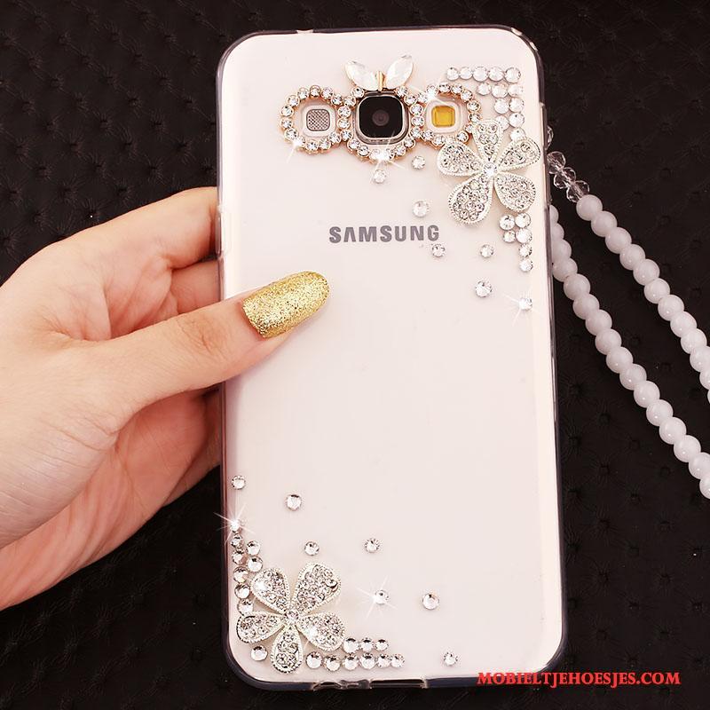 Samsung Galaxy A5 2015 Zacht Bescherming Scheppend Met Strass Siliconen Blauw Hoesje Telefoon