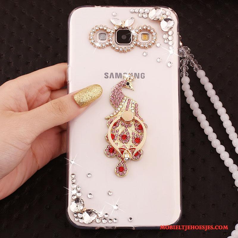 Samsung Galaxy A5 2015 Zacht Bescherming Scheppend Met Strass Siliconen Blauw Hoesje Telefoon