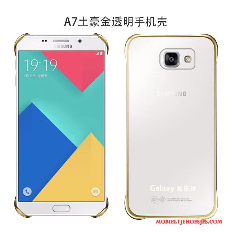 Samsung Galaxy A5 2016 Bescherming Achterklep Doorzichtig Hoesje Leren Etui Rose Goud Echte